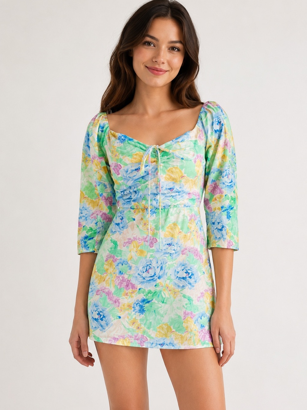 Zara Watercolor Floral Mini Dress